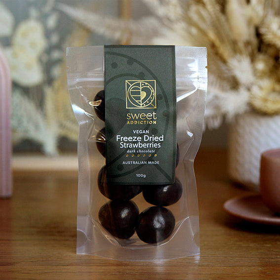 VEGAN Dark Chocolate Freeze Dried Strawberries