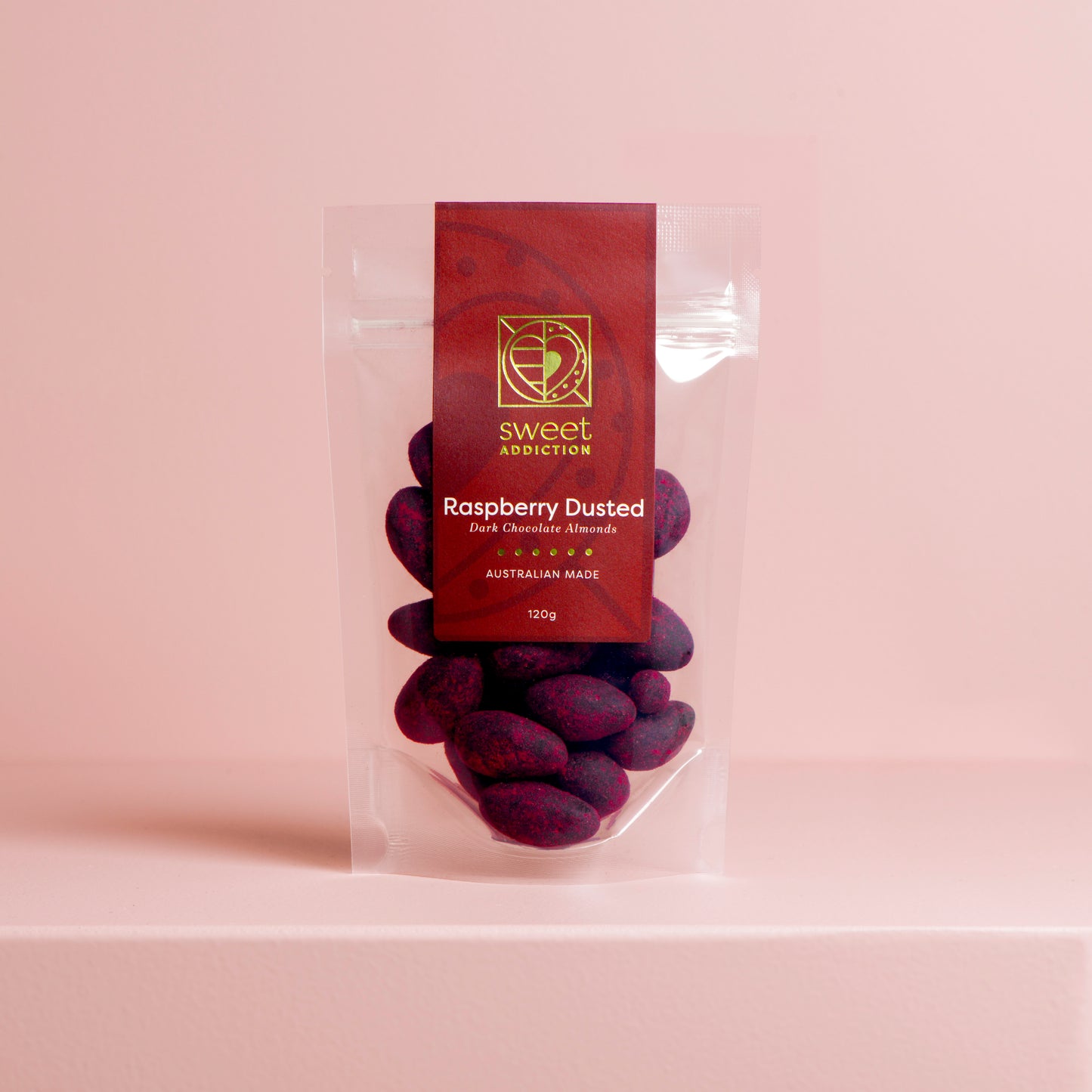 Red Label - Raspberry Dusted Dark Chocolate Almonds