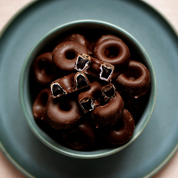 Dark Chocolate Aniseed Rings, Melbourne-made chocolate-coated lolly from Sweet Addiction Confectionery