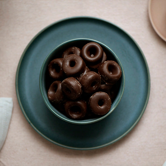 Dark Chocolate Aniseed Rings, Melbourne-made chocolate-coated lolly from Sweet Addiction Confectionery