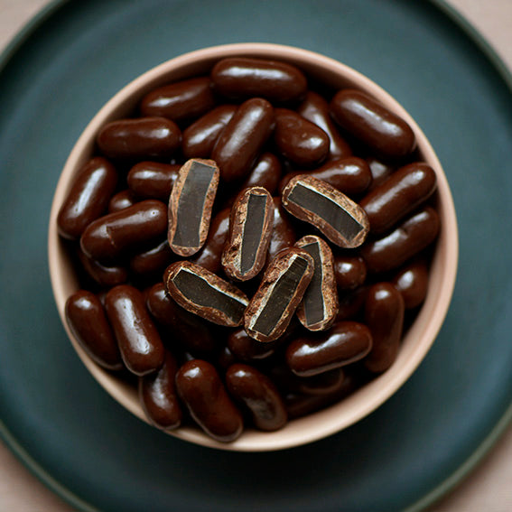 Dark Chocolate Licorice Bullets, Melbourne-made chocolate confectionery from Sweet Addiction Confectionery