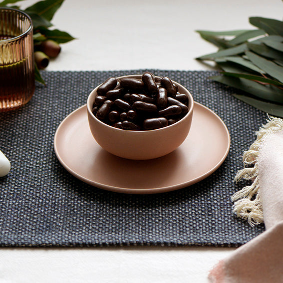 Dark Chocolate Raspberry Bullets, Melbourne-made chocolate confectionery from Sweet Addiction Confectionery