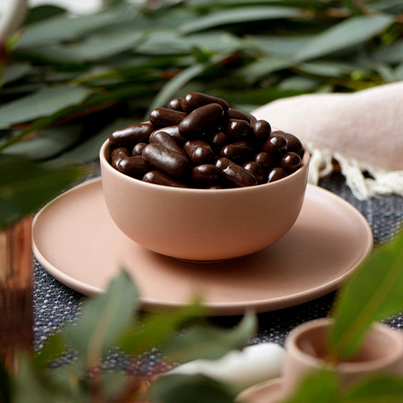 Dark Chocolate Raspberry Bullets, Melbourne-made chocolate confectionery from Sweet Addiction Confectionery