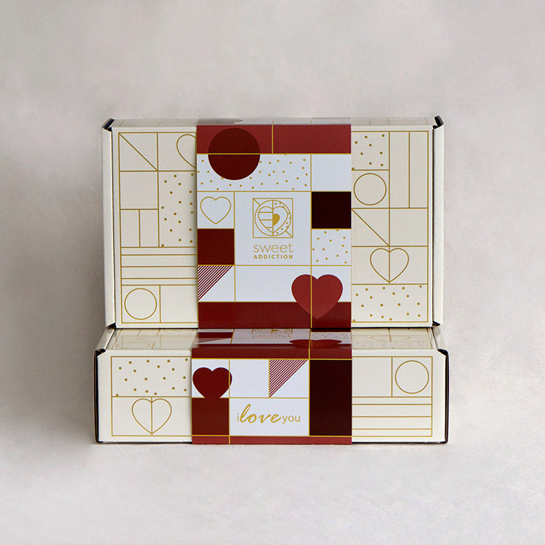 I Love You gift box sleeve, free occasion wrap included with a Sweet Addiction Confectionery gift box