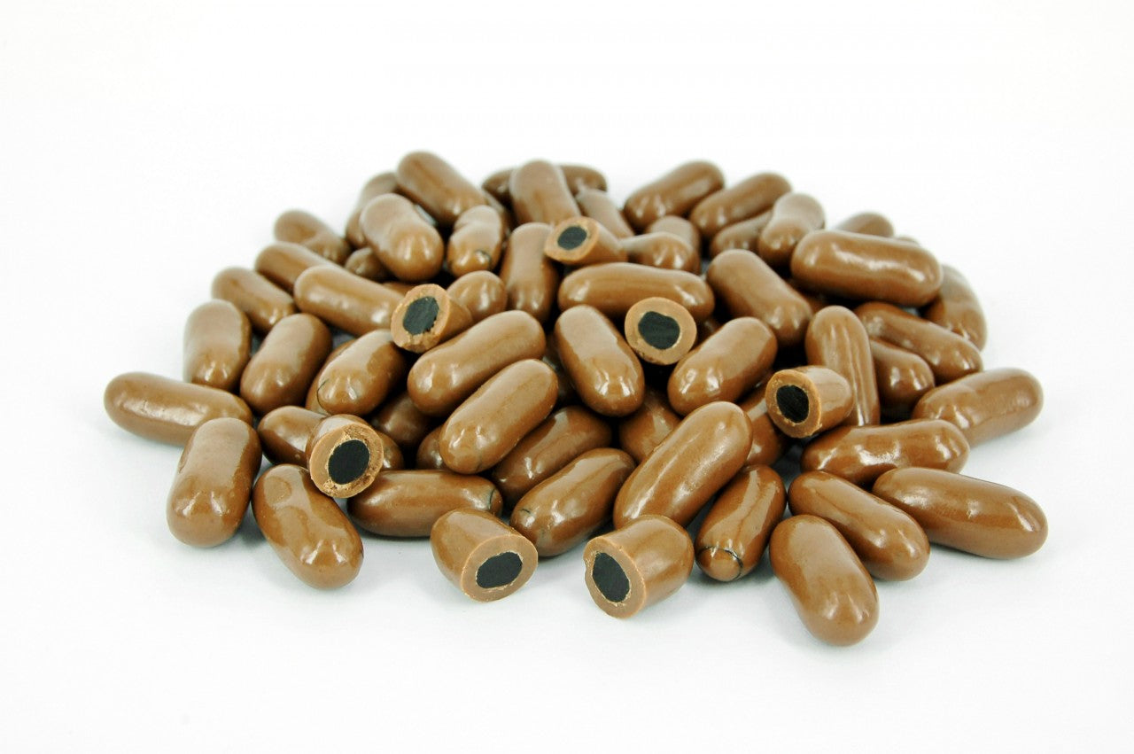 Milk Chocolate Licorice Bullets, Melbourne-made chocolate confectionery from Sweet Addiction Confectionery