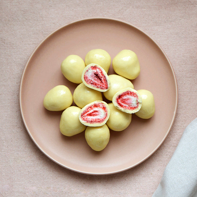 White Chocolate Freeze Dried Strawberries, made in Melbourne, Australia