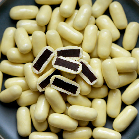 White Chocolate Licorice Bullets, Melbourne-made chocolate confectionery from Sweet Addiction Confectionery