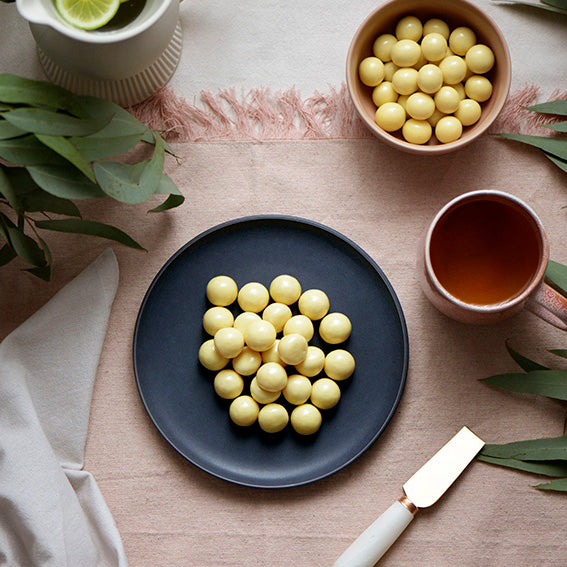 White Chocolate Raspberries, Melbourne-made chocolate-coated raspberry lollies from Sweet Addiction Confectionery