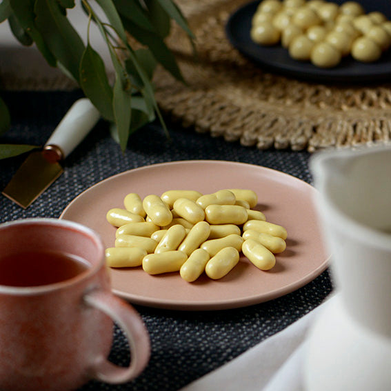 White Chocolate Raspberry Bullets, Melbourne-made chocolate confectionery from Sweet Addiction Confectionery